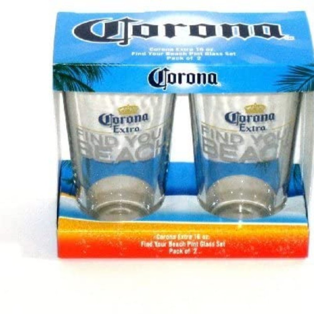 CORONA EXTRA FIND THE BEACH PINT GLASS SET NEW